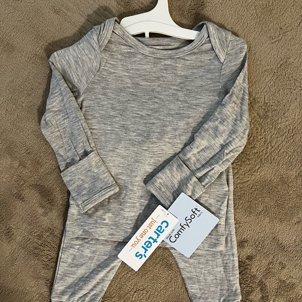 Carter’s Comfy Soft Gray Kids Long Sleeve Top & Pant Set